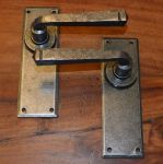 Dark Pewter, Cottage Style Wrought Iron Door Handles without Keyhole, Rustproof Finish VF101